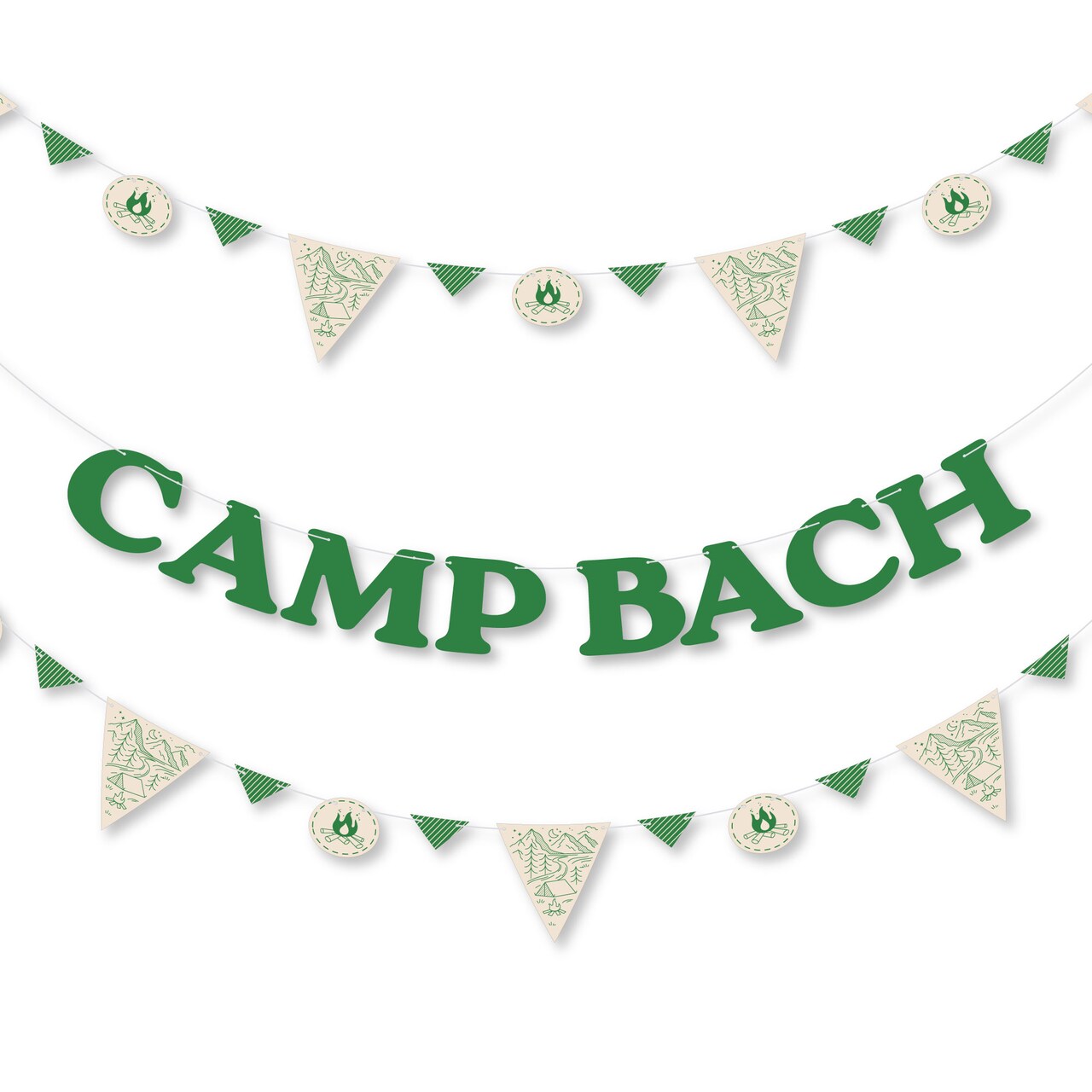 Big Dot of Happiness Camp Bachelorette Banner, Cabin Glamping Bachelorette Garland Banner Decor, 30 Feet Cording, 36 Pennants and Camp Bach Letters